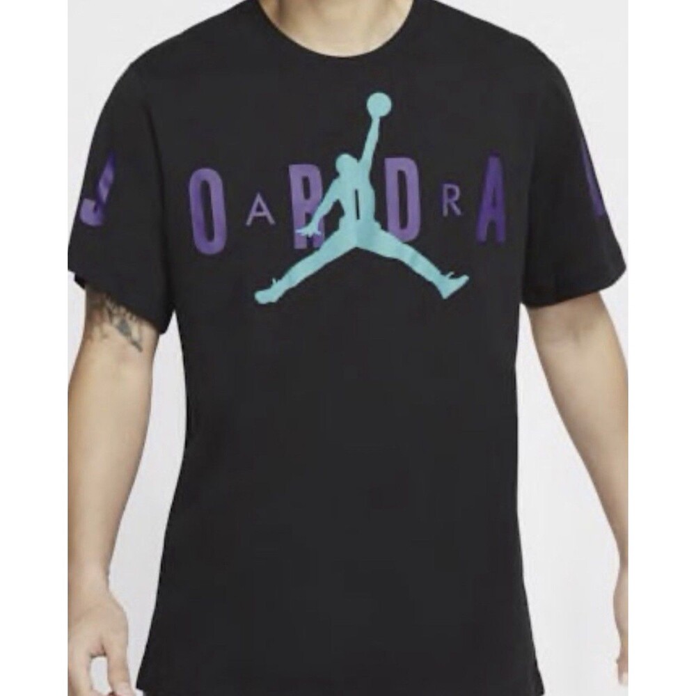 Air Jordan T Shirt Jumpman Black Tee Purple Teal Retro Aqua Medium Y2K Nike